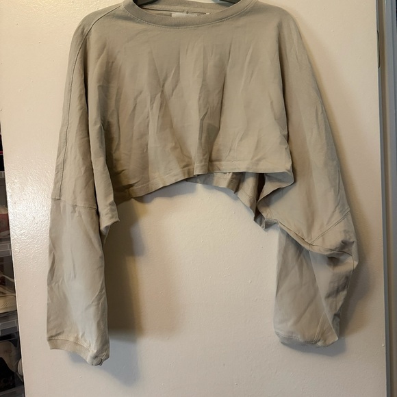 Joah Brown Slouchy Crop Long Sleeve     Top S/M - Picture 3 of 4
